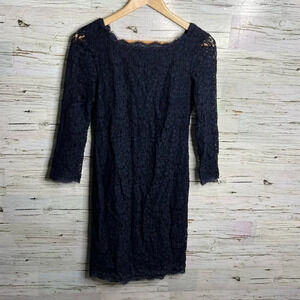 Adrianna Papell for E Live From The  Red Carpet Navy Lace Sheath Dress Size 4